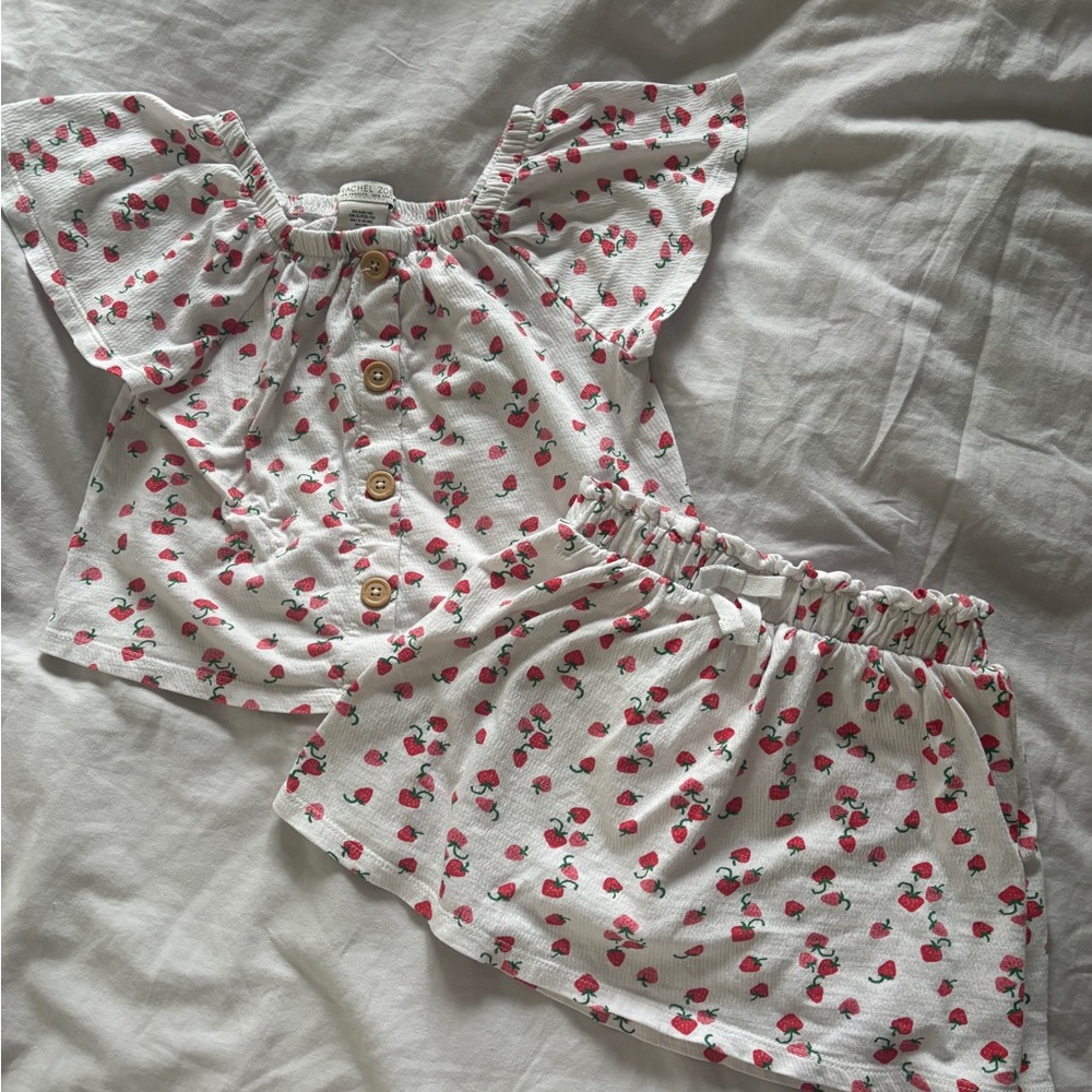 Rachel Zoe Strawberry Print Kids Matching Set - White and Red